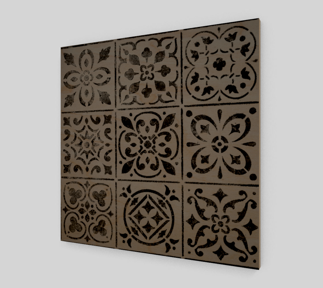 Aperçu de Wood Print * Wall Hanging Abstract Geometric Moroccan Tile Print on Birch Wood Canvas * Ready to Hang 