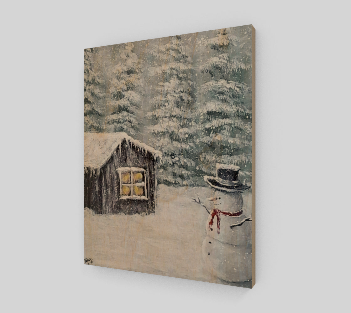 Winter at the Cabin Art Print 3D preview