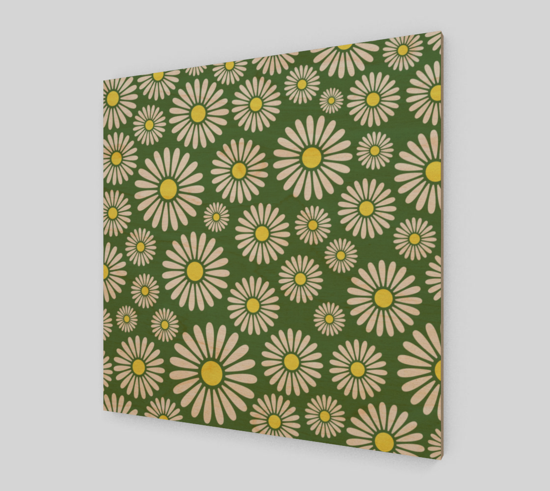 Green Meadow Daisy Floral Country Pattern 3D preview