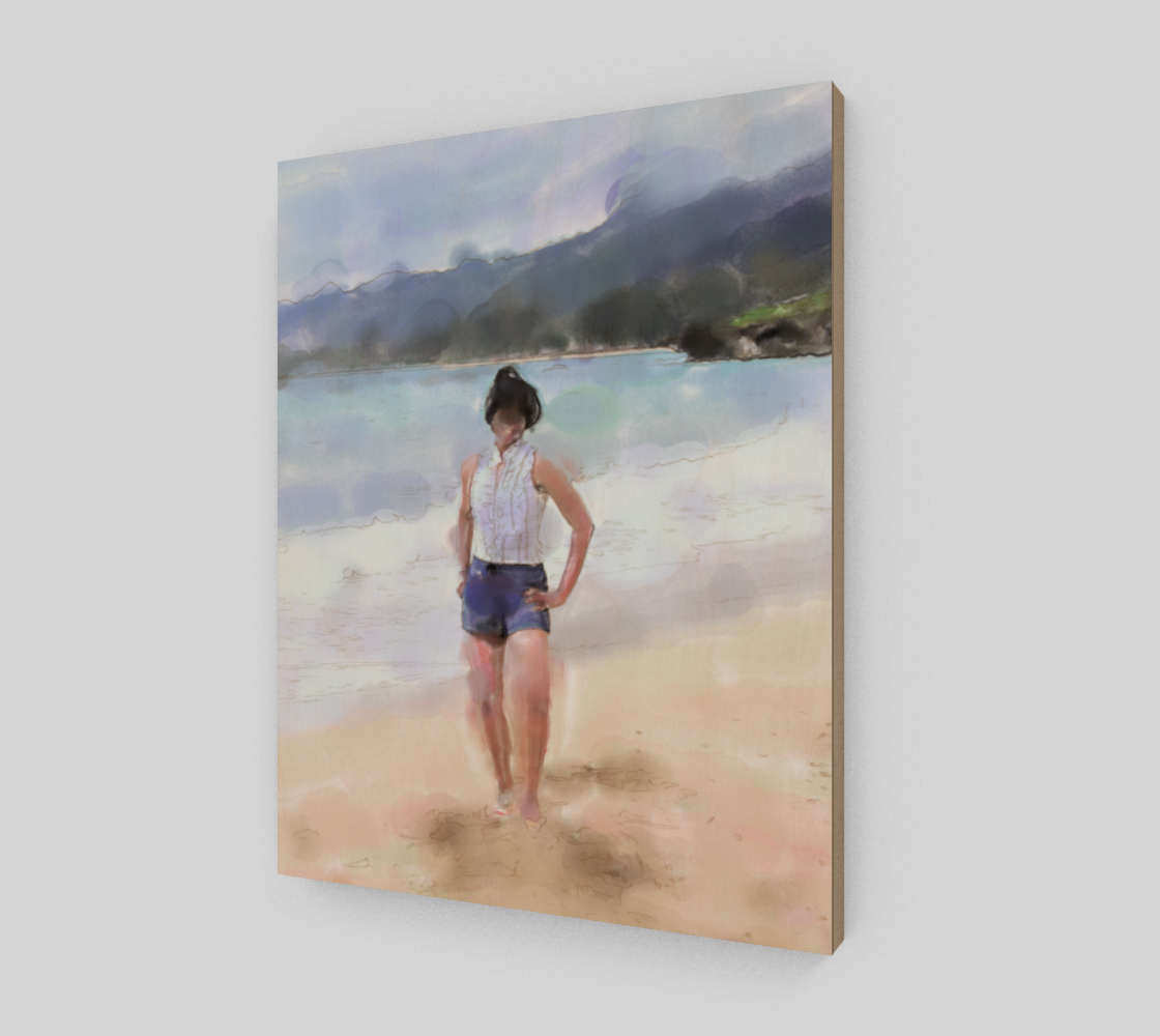Woman on the Beach Watercolor thumbnail #3