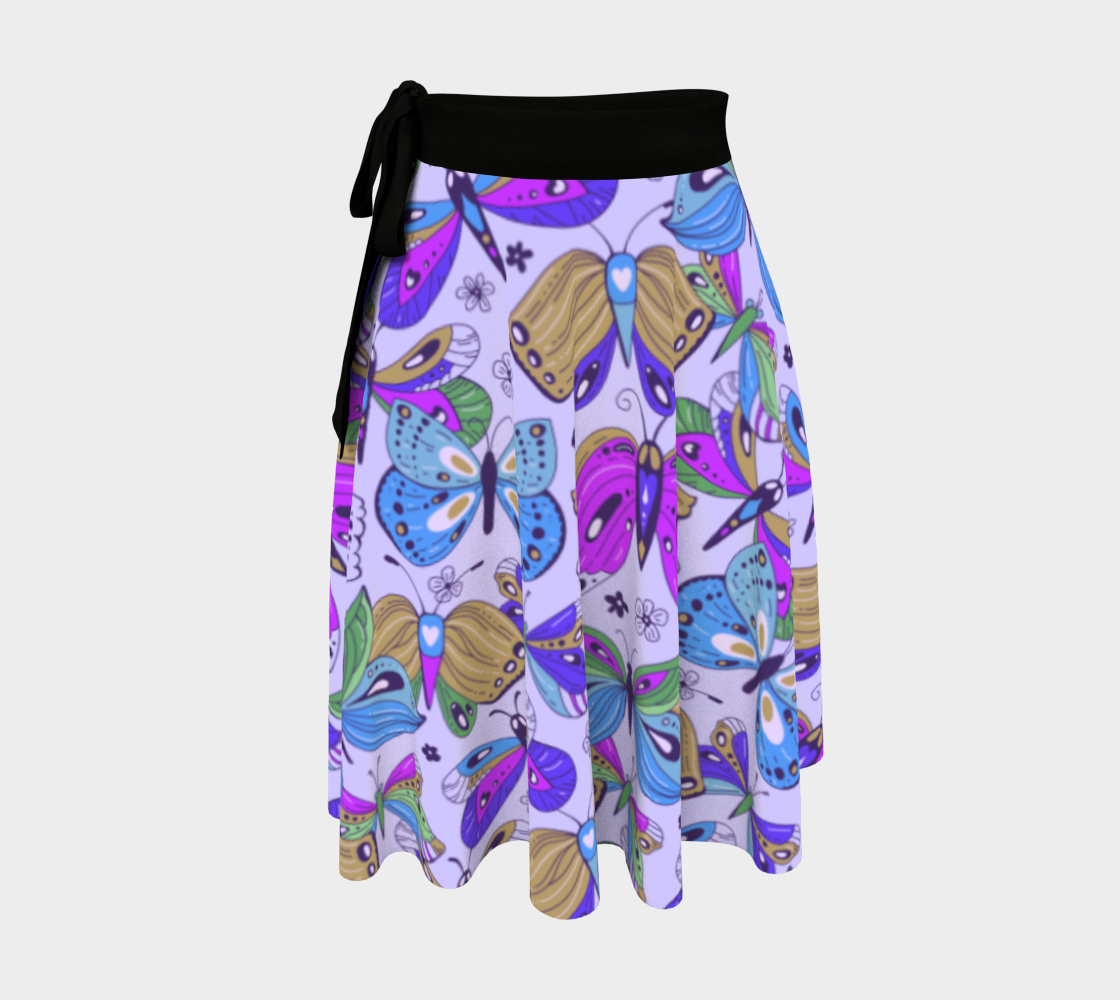 Blue N Purple Butterfly Pattern Wrap Skirt preview