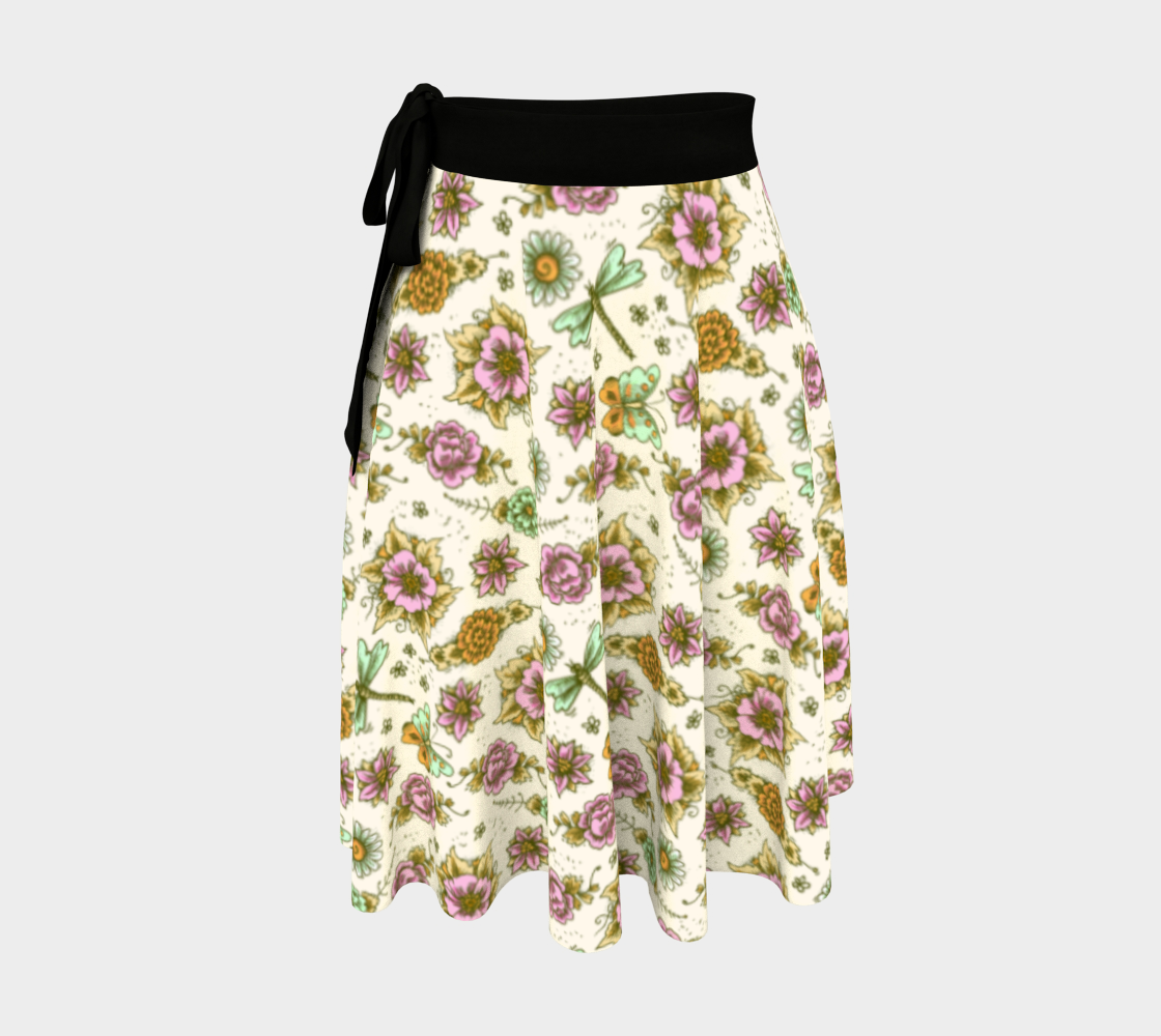 Dragonfly Floral Garden Wrap Skirt preview