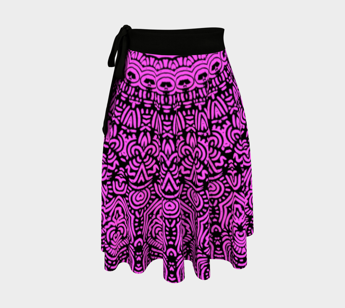 primitive black pink mandala wrap skirt. aperçu