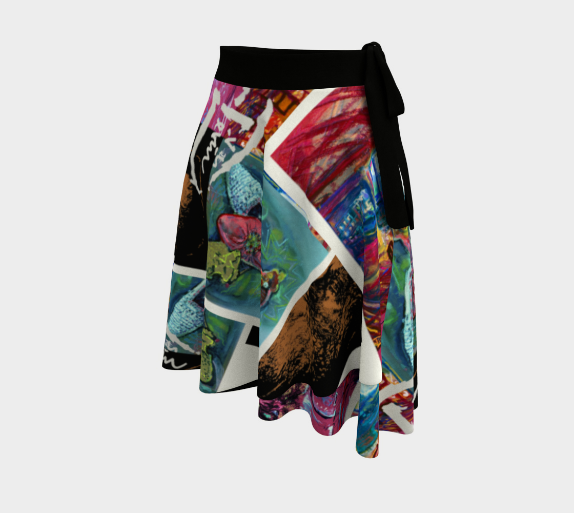 Devin 4-Way Avatar Collage-Print Wrap Skirt preview #2