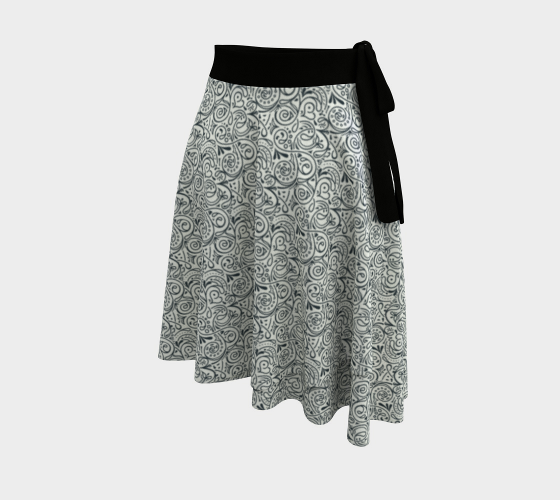 Floral Black & White Wrap Skirt preview #2
