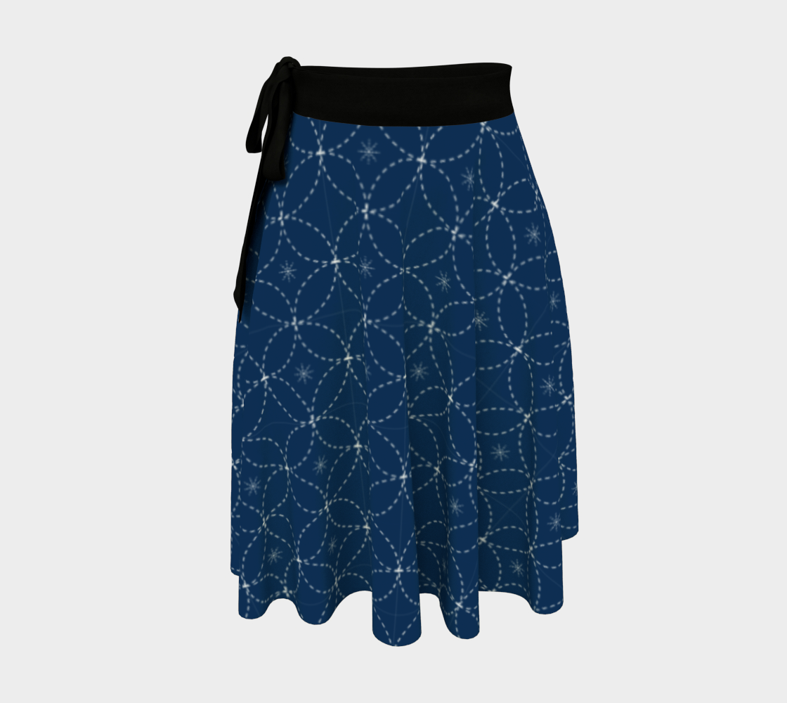 Blue Sashiko Wrap Skirt 3D preview