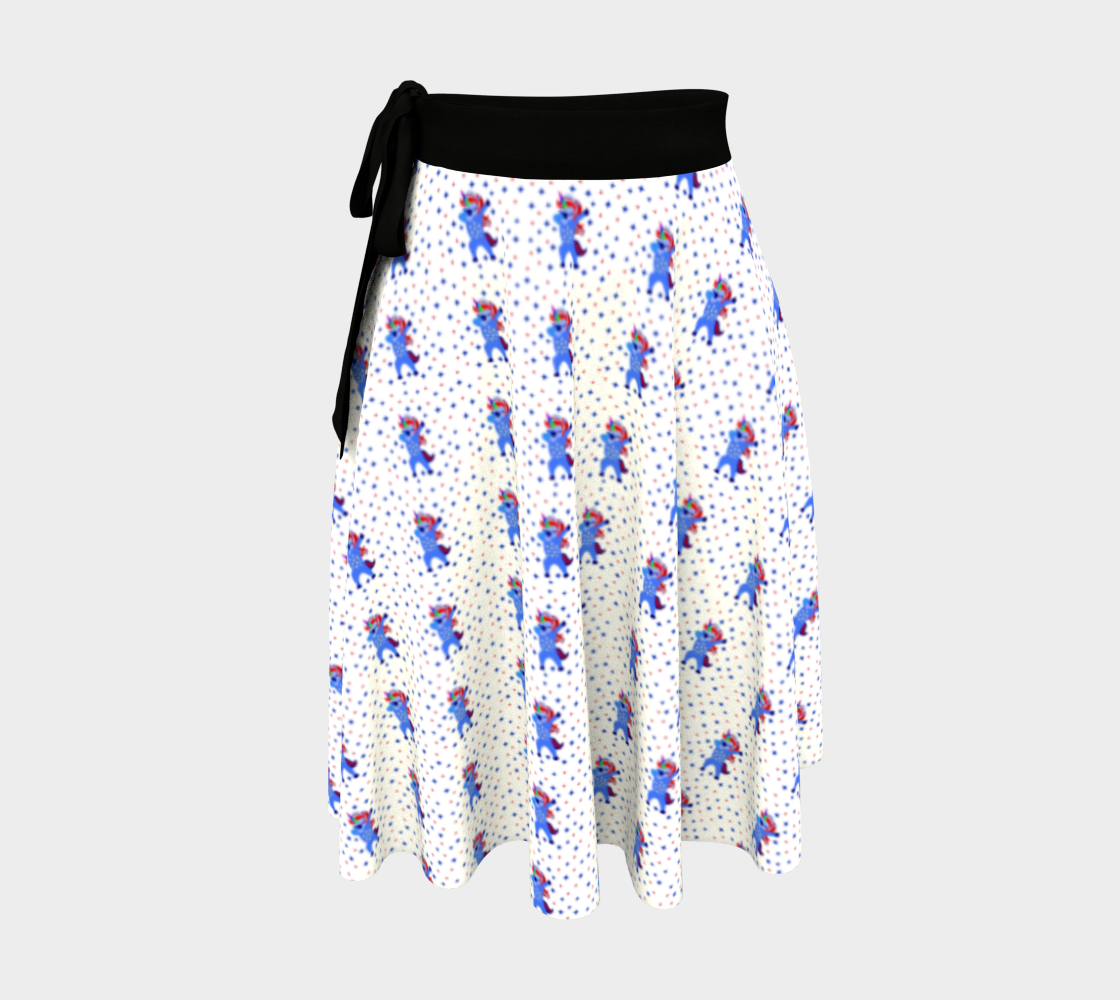 Aperçu de Dabbing American Unicorn Stars Pattern Wrap Skirt, AWSD
