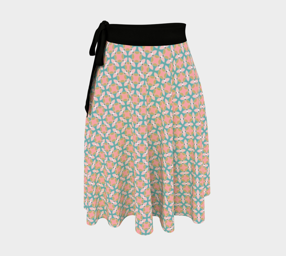 Spring Kaleidoscope 6 Wrap Around Skirt with Sash 3D preview