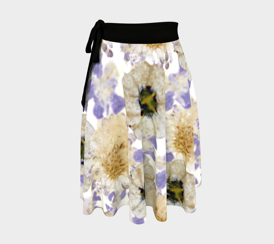 Wrap Skirt * Floral Womens Skirt * Flowered Ladies Skirts * Purple White Petunia Watercolor Impressions preview