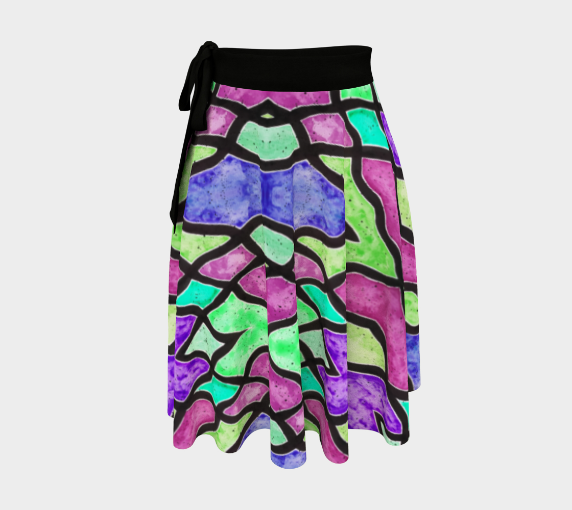 Purple Green Ziggity Wrap Skirt 3D preview