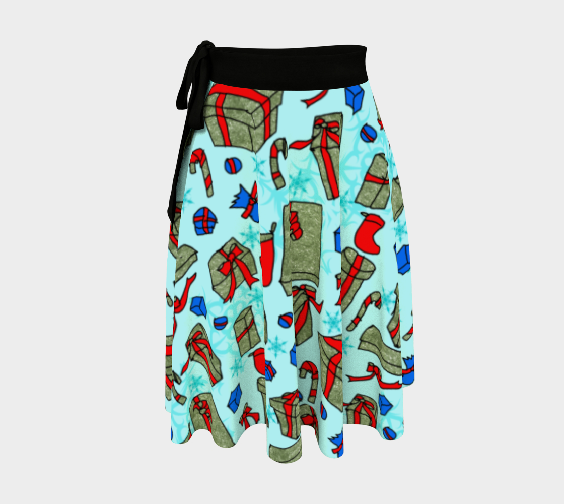 Green Presents on Blue Wrap Skirt preview