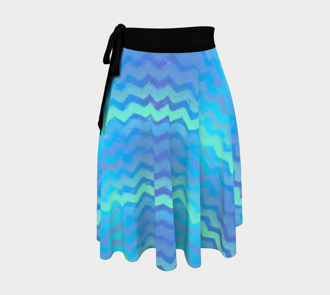 Blue Green Mermaid Stripes Wrap Skirt preview