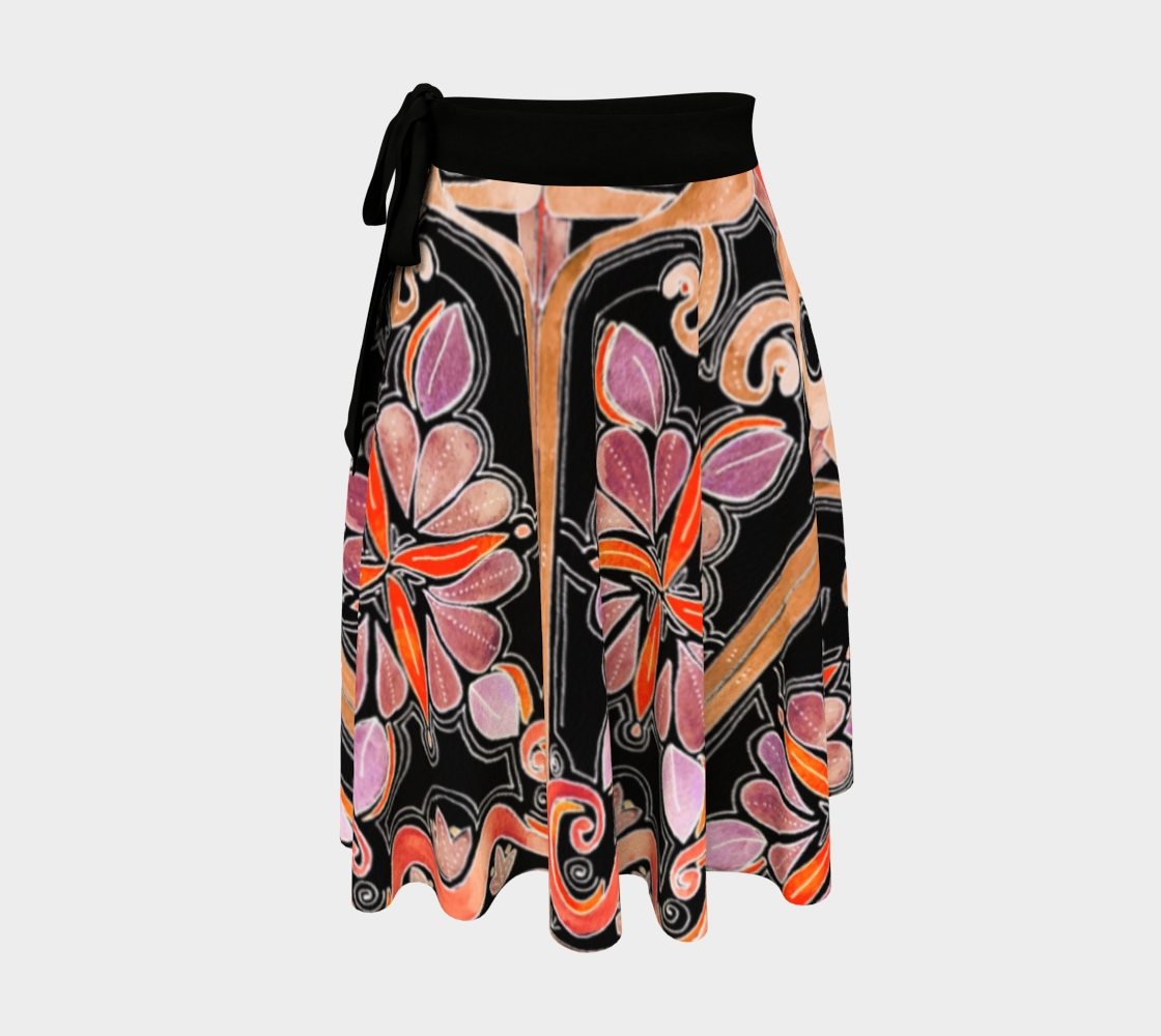 Orange Art Nouveau Wrap Skirt preview #1