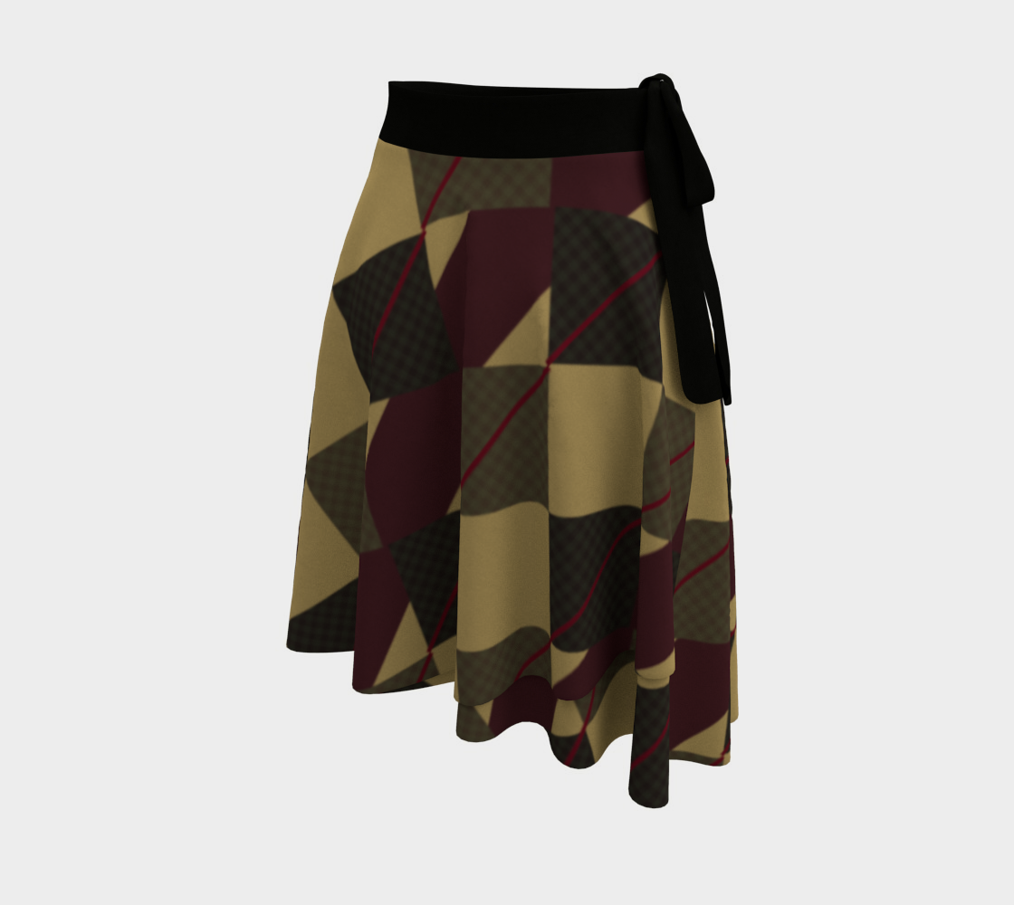 checkered Brown Plaid Wrap Skirt thumbnail #3