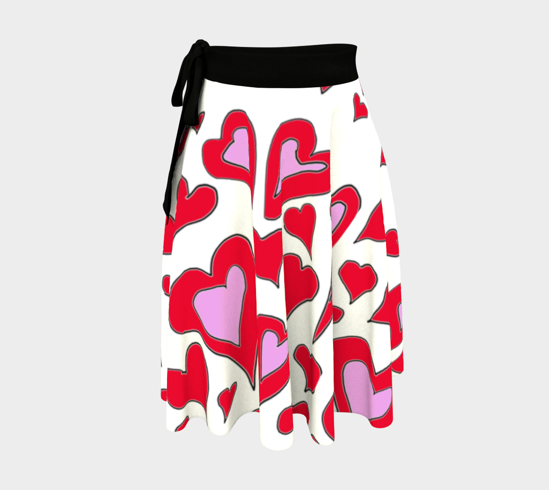 Hearts Drawing Wrap Skirt 3D preview