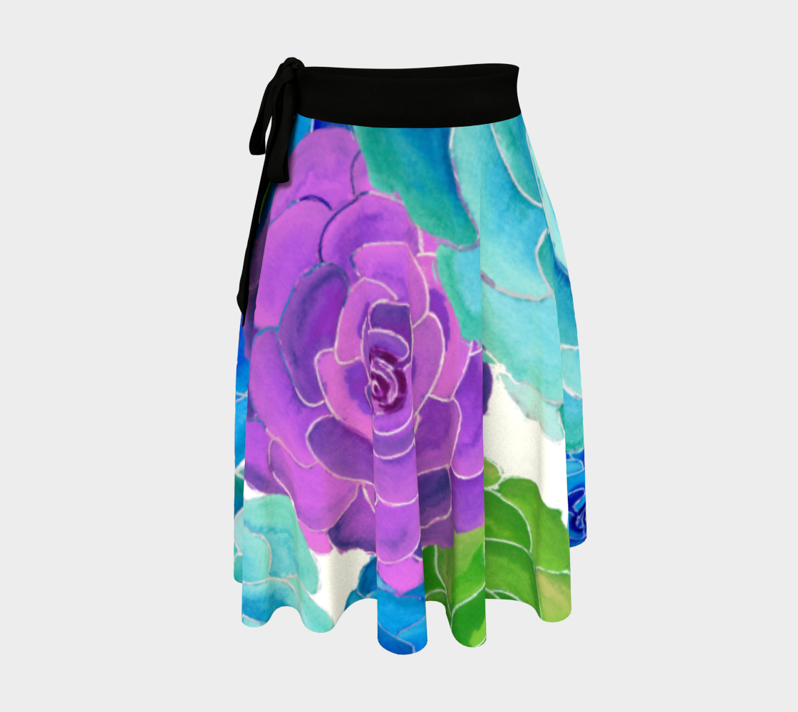 Aperçu de Colorful Succulents Floral Pattern Wrap Skirt