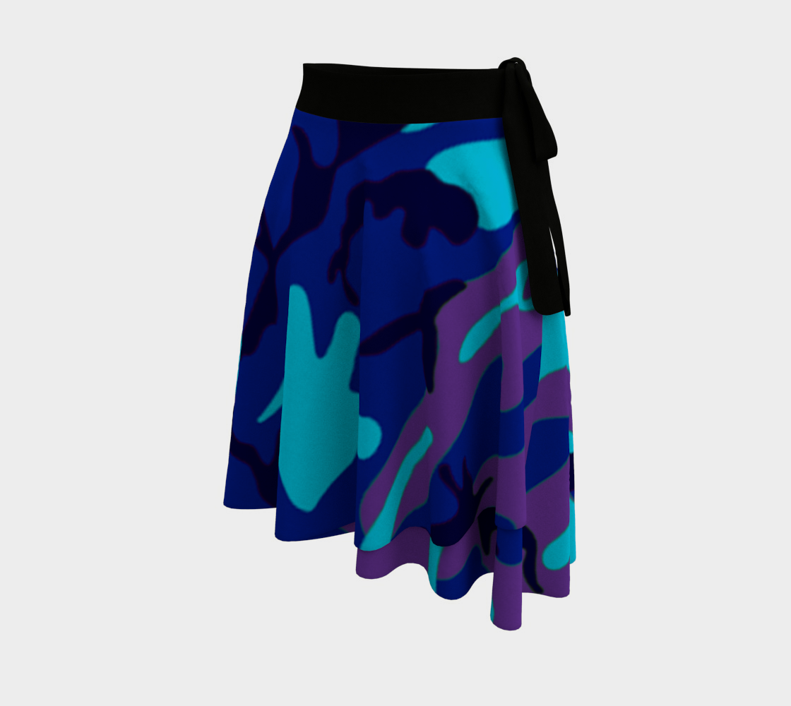 Blue and Purple Camouflage Wrap Skirt Miniature #3