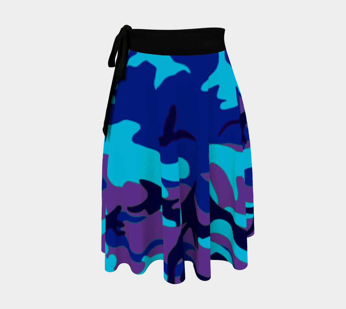Blue and Purple Camouflage Wrap Skirt preview
