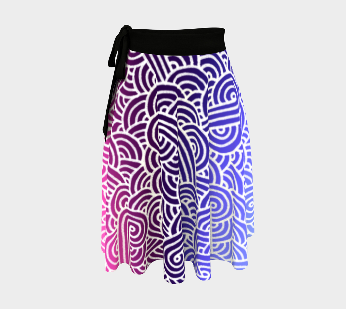 Ombré omnisexual flag and white swirls doodles Wrap Skirt preview