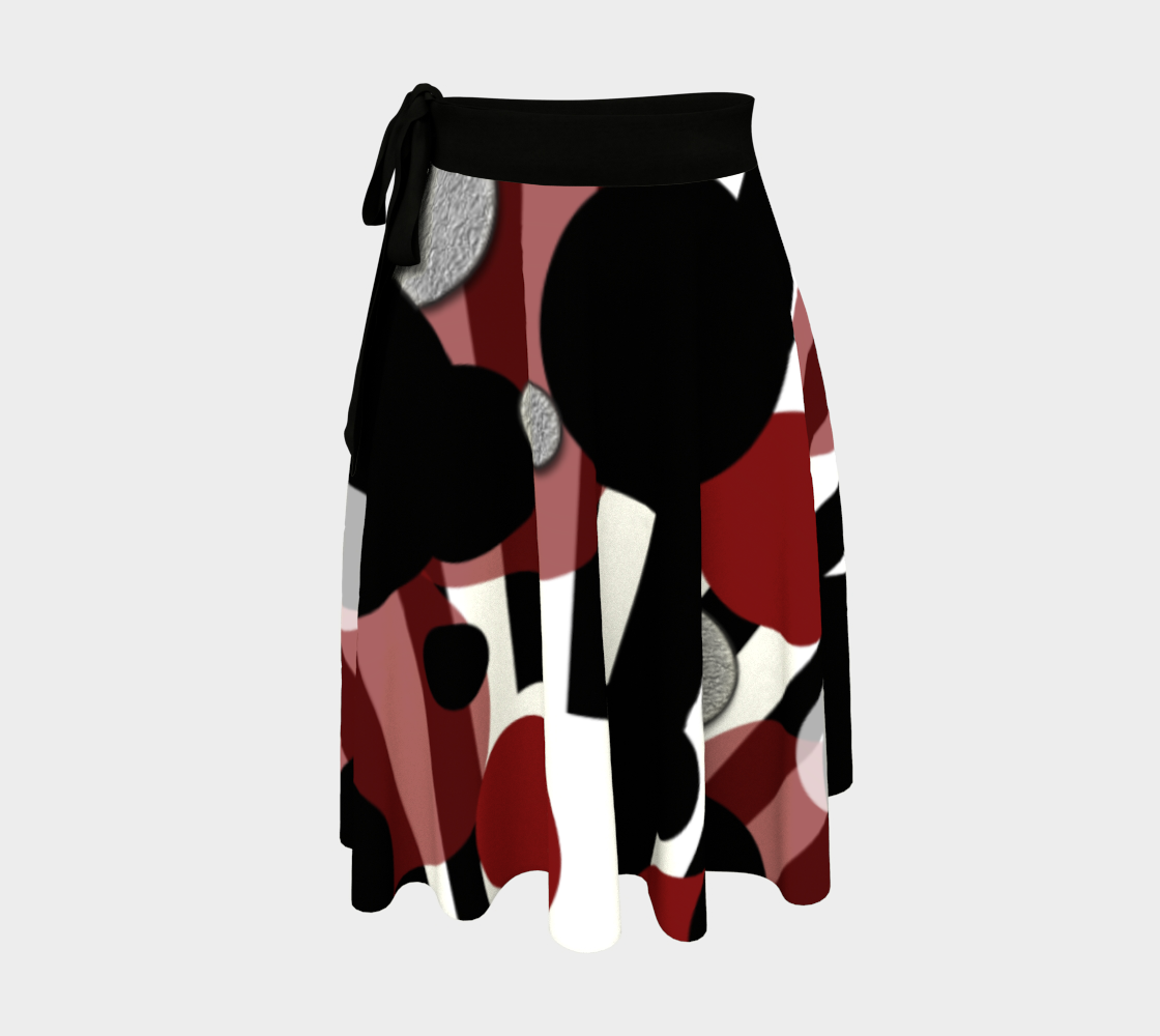 Aperçu de Black White Red Stripes Dots Wrap Skirt