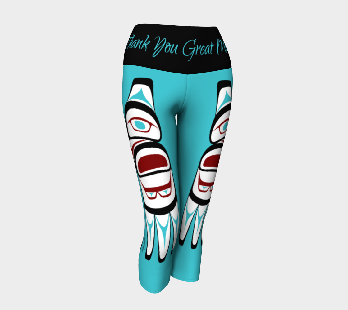 Formline Eagle Tlingit Northwest Native Indian Design Capri Yoga Leggings preview
