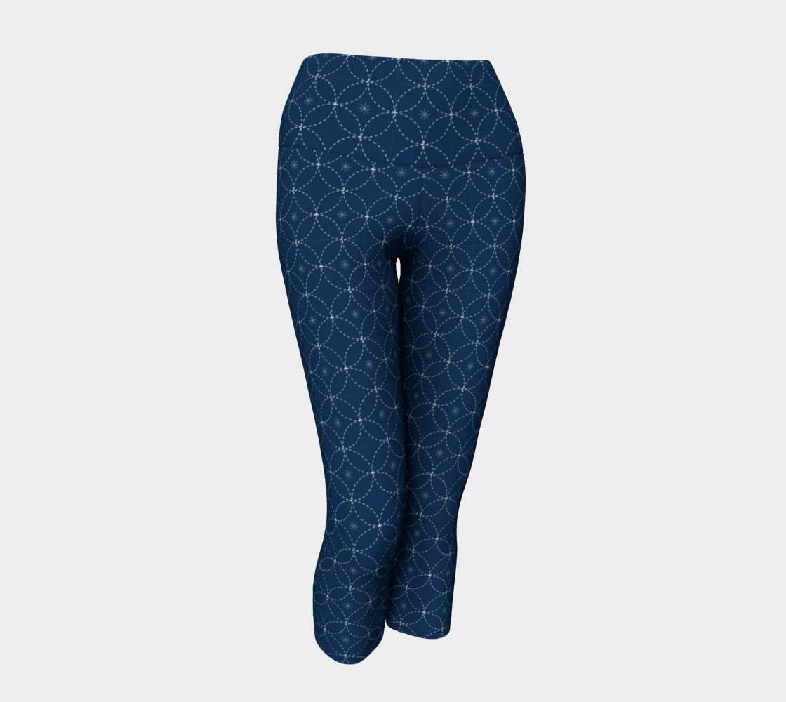 Blue Sashiko Yoga Capris preview #1