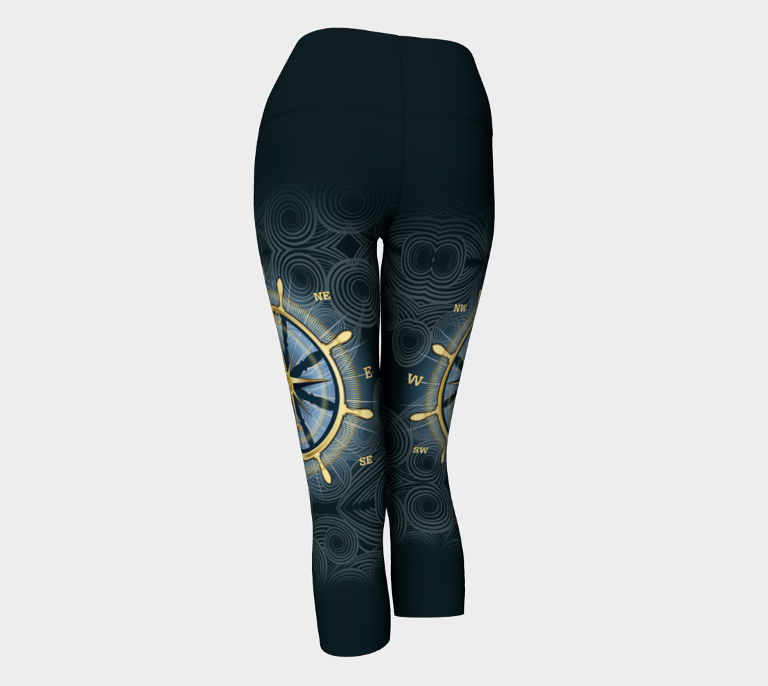 Swirly Compass Rose Yoga Capris With Dark Band preview #3