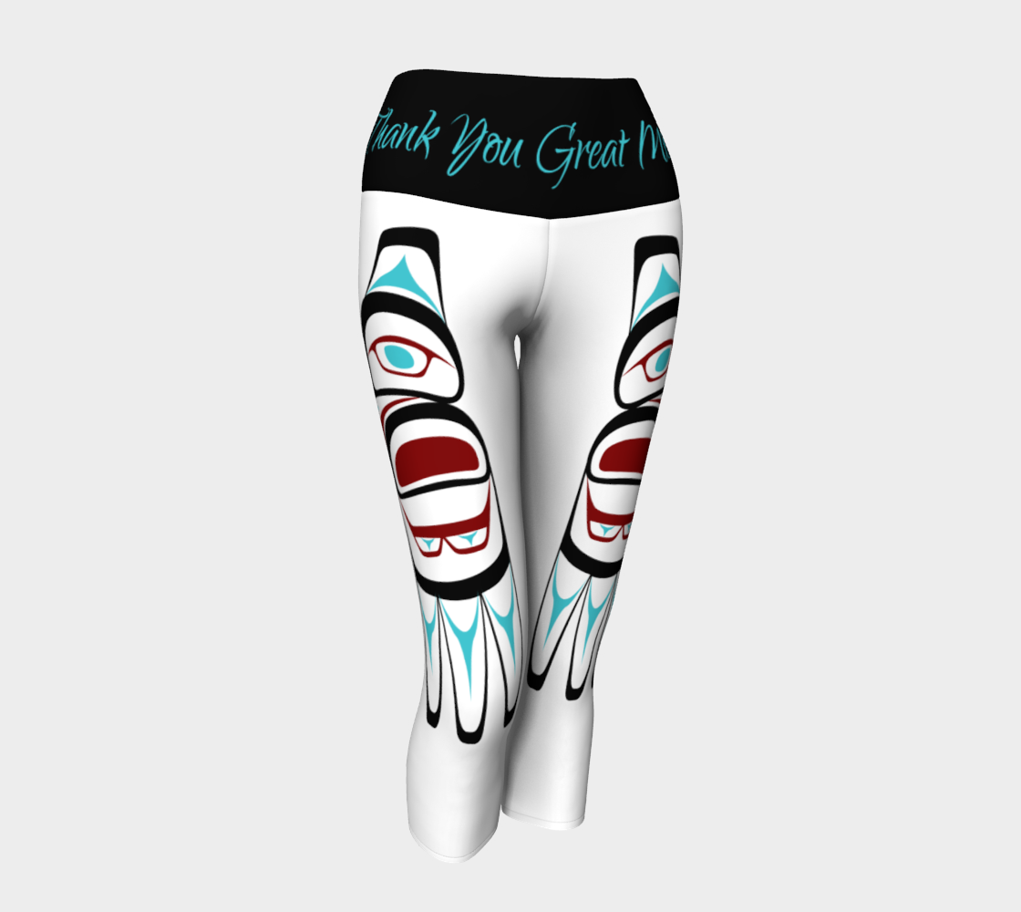 Tlingit Haida Tribal Artist Designed Yoga Capri Leggings - Thank You preview
