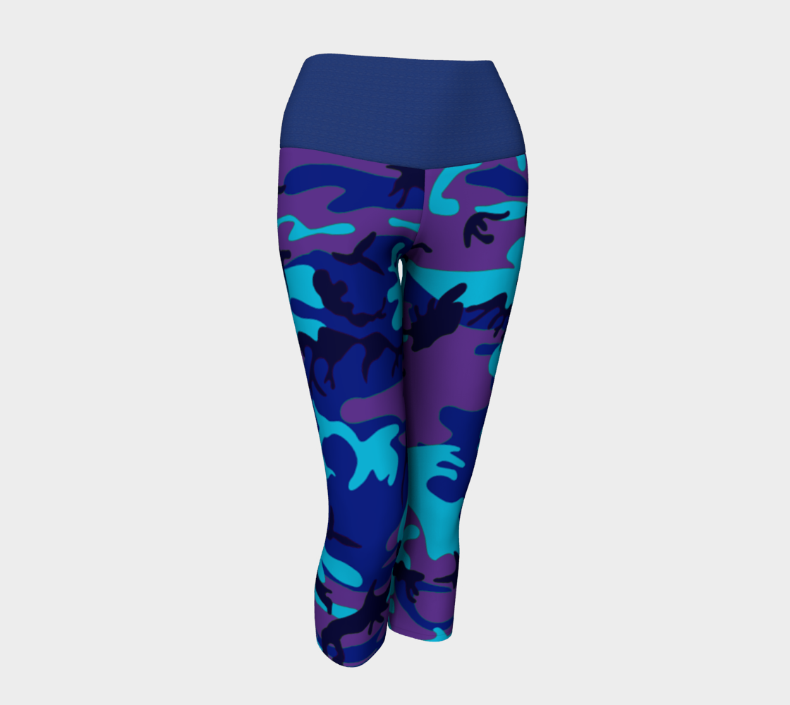 Aperçu de Blue and Purple Camouflage Yoga Capris, AWSSG 