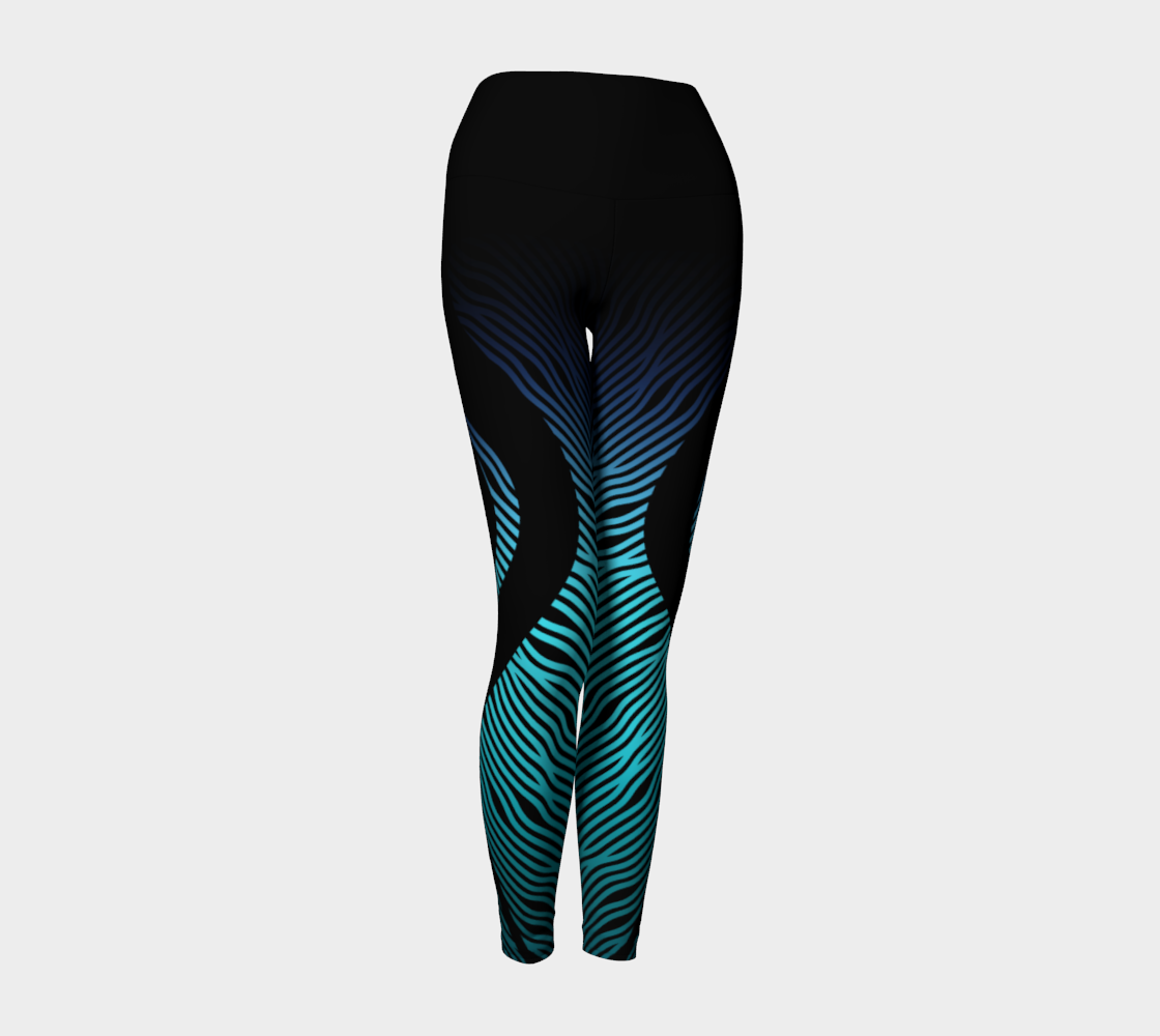 Geometrix - Waves Blue Ombre Yoga Leggings 3D preview