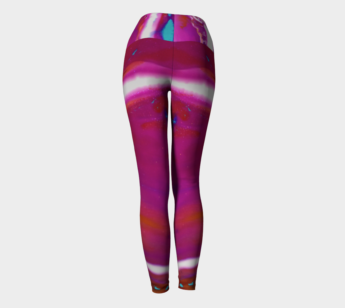 Powerful abstract Pink and white Yoga Leggings Miniature #5