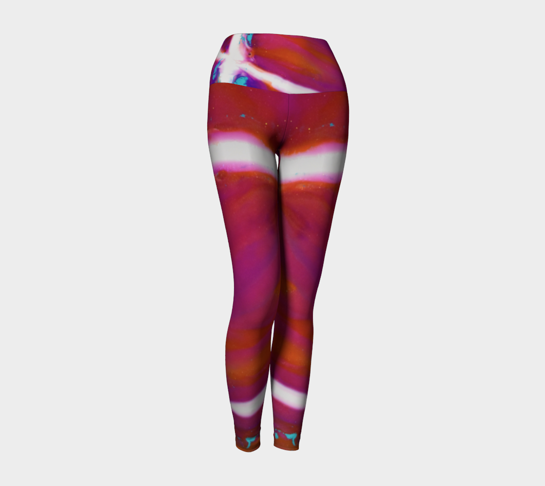 Powerful abstract Pink and white Yoga Leggings Miniature #2