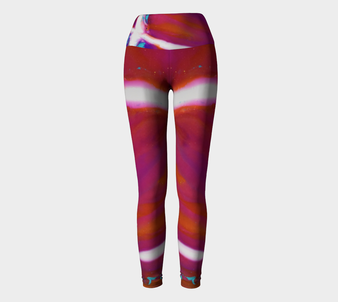 Powerful abstract Pink and white Yoga Leggings Miniature #3