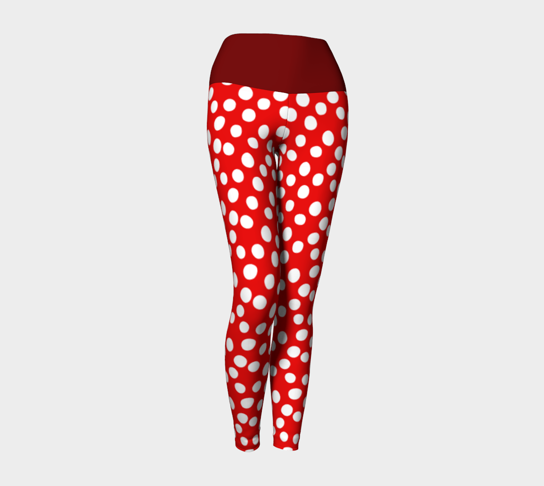 All About the Dots Yoga Leggings - Red 3D preview
