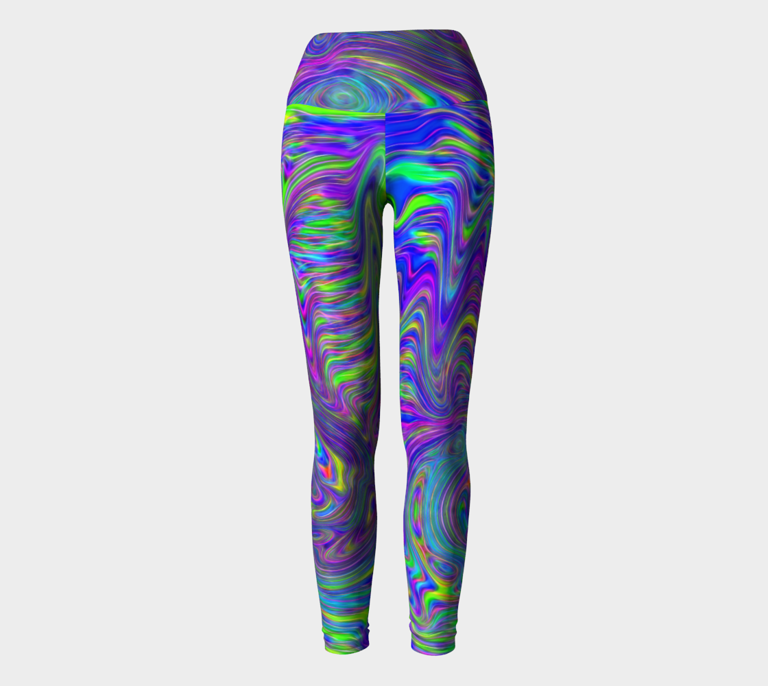 Abstract With Blue Yoga Leggings preview