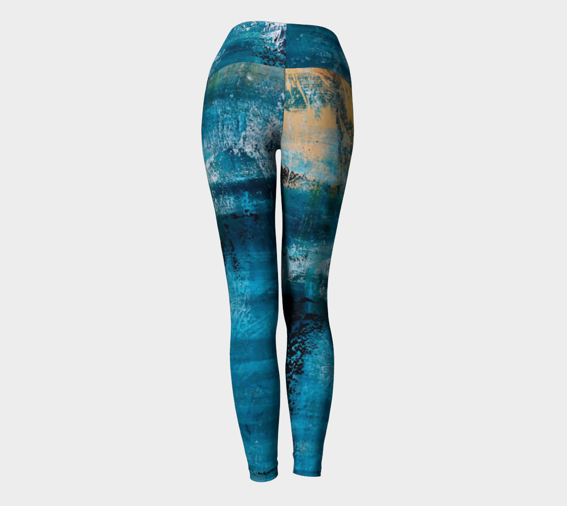 Yoga Leggings Blue Yellow Searock Art preview #4