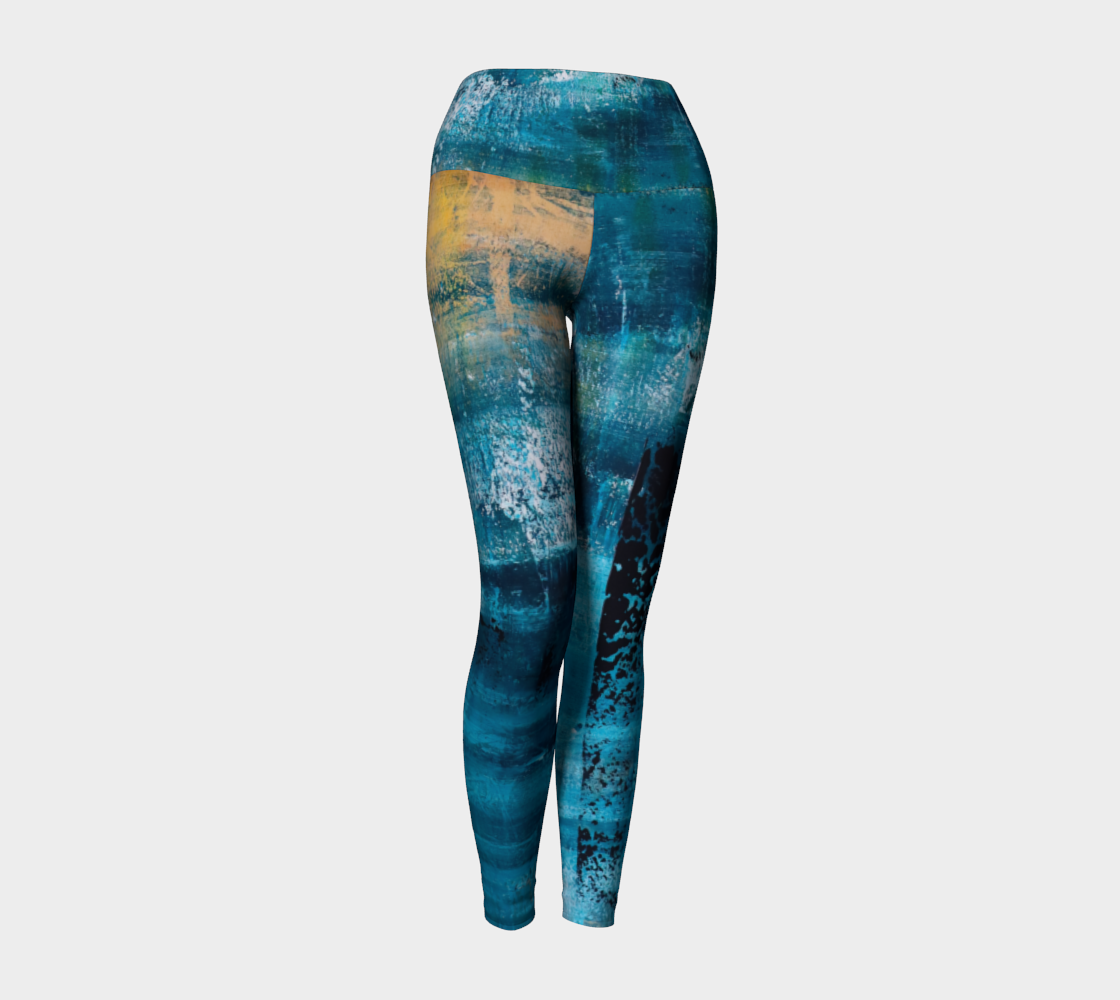 Yoga Leggings Blue Yellow Searock Art preview #1