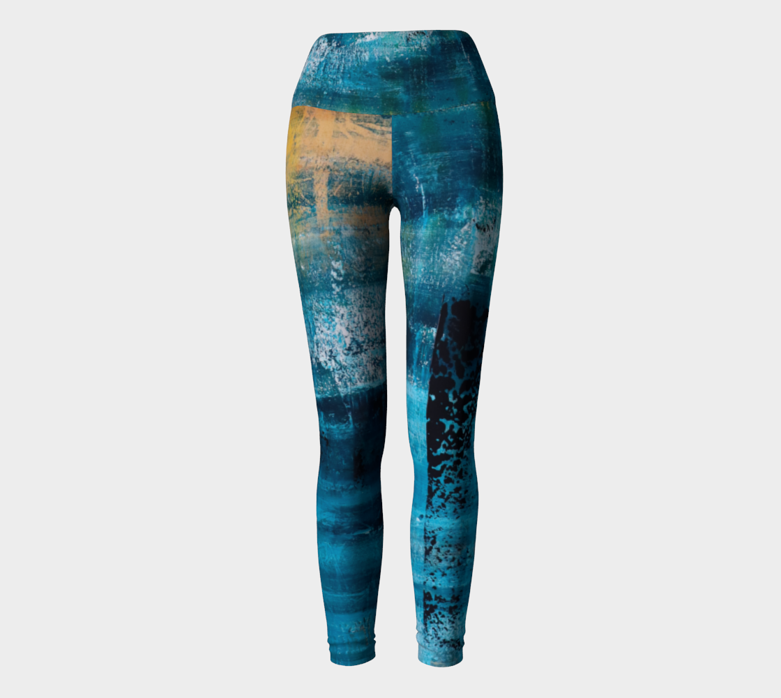 Yoga Leggings Blue Yellow Searock Art preview #2