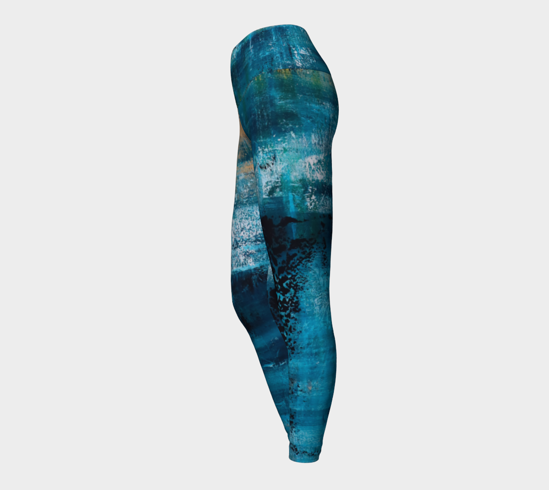 Yoga Leggings Blue Yellow Searock Art preview #3