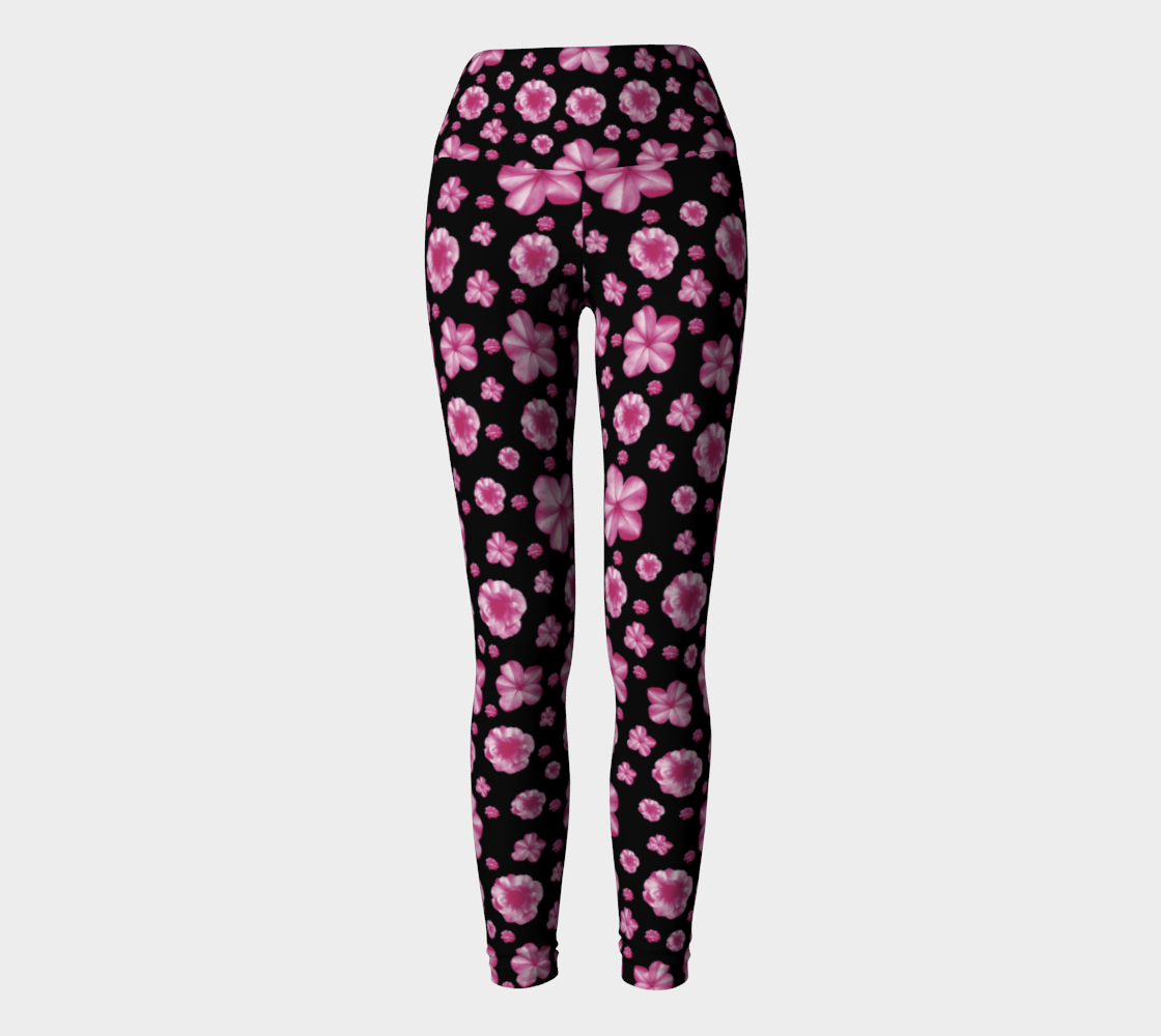 Aperçu de Pink and Black Floral Collage Print Yoga Leggings