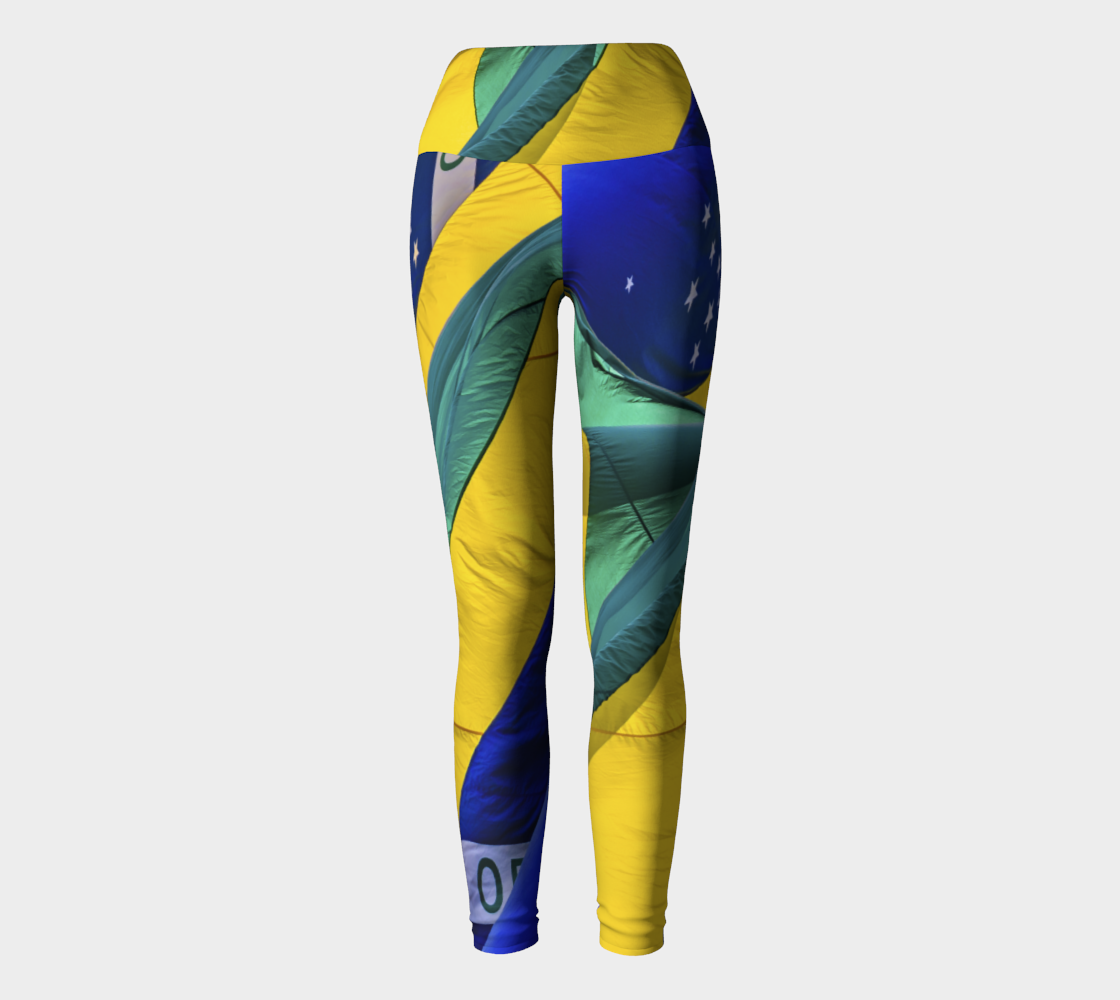 Aperçu de Brazil Flags Waving Pattern Yoga Leggings