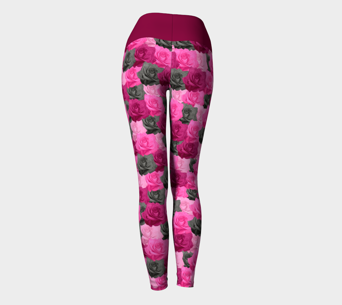 Pink Roses Yoga Leggings preview #4