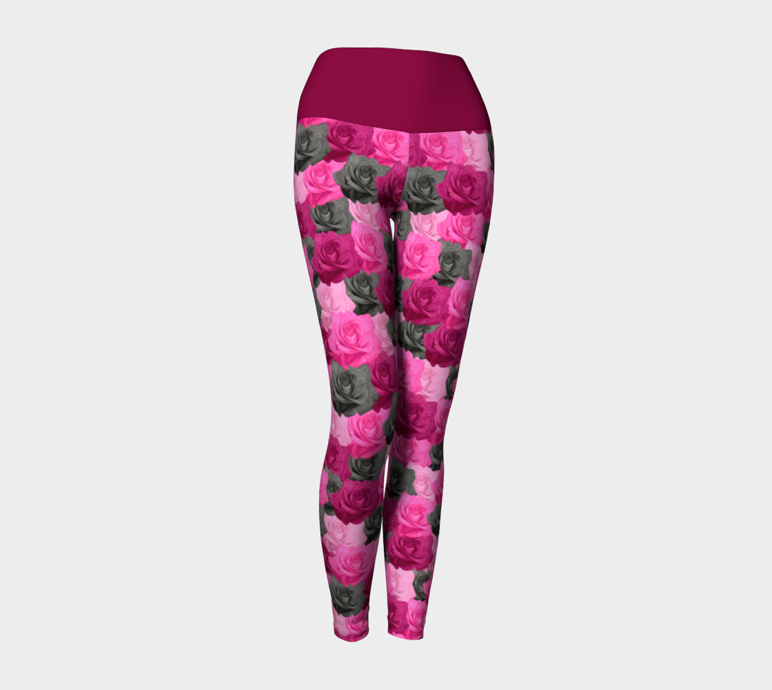 Pink Roses Yoga Leggings preview #1