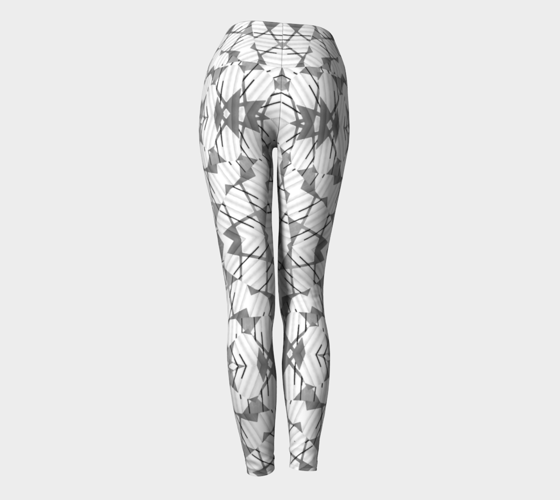 Aperçu de Grey and White Abstract Geometric Print Yoga Leggings #4
