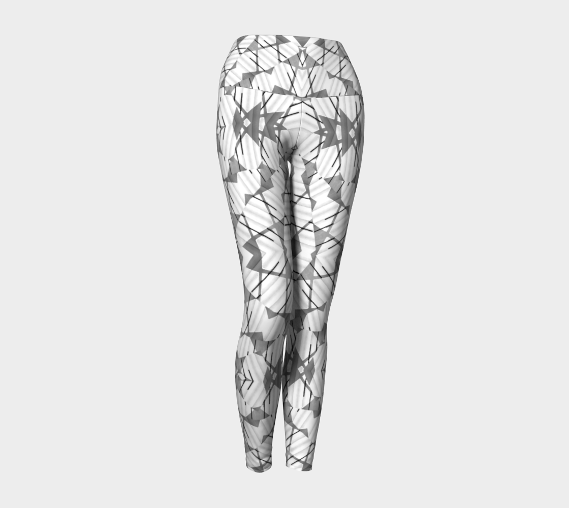 Aperçu de Grey and White Abstract Geometric Print Yoga Leggings #1