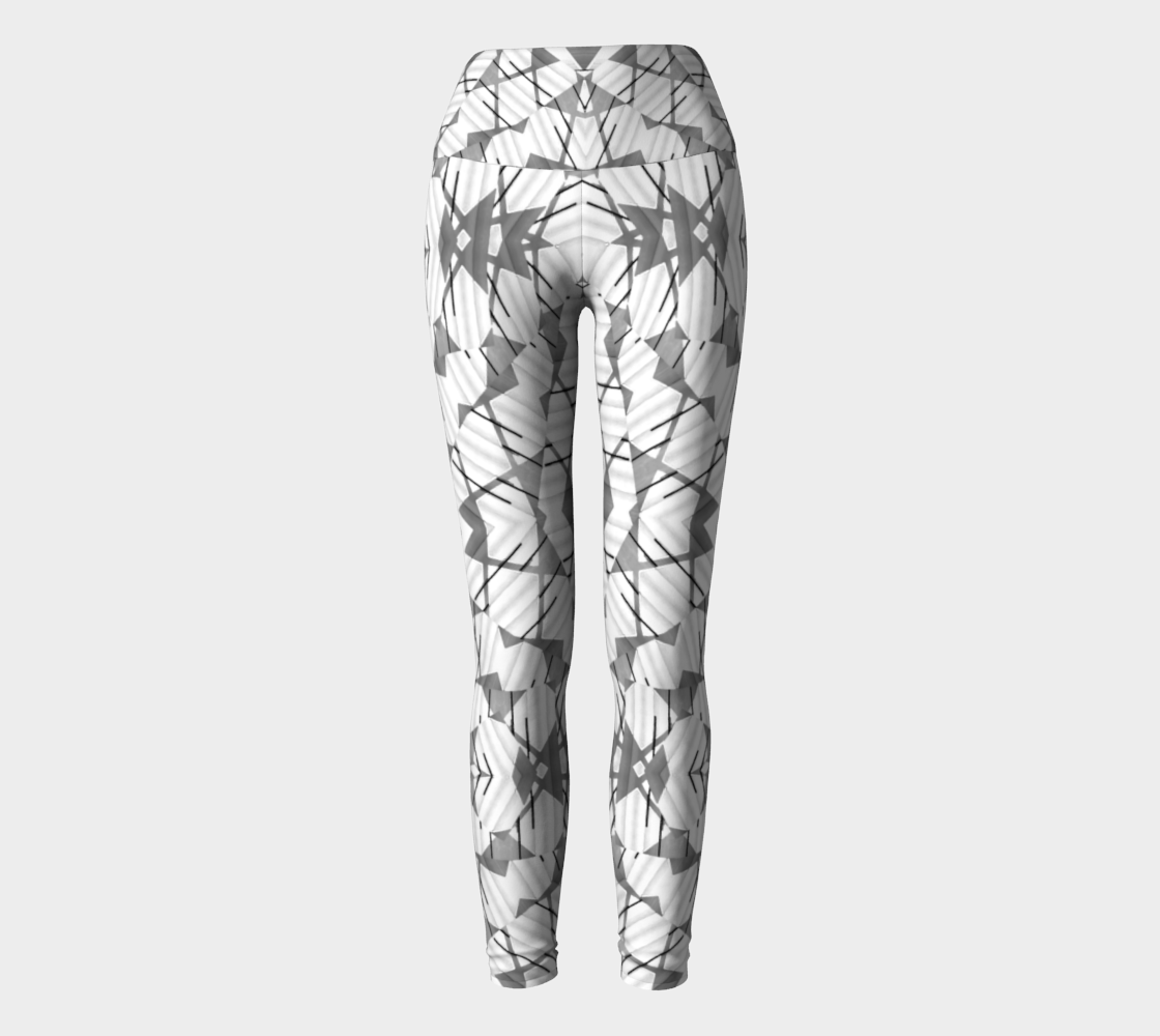 Grey and White Abstract Geometric Print Yoga Leggings Miniature #3