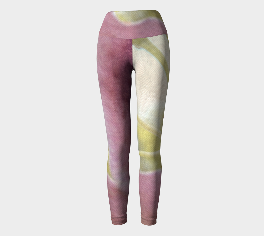Artistic Pink Lily Yoga Leggings preview