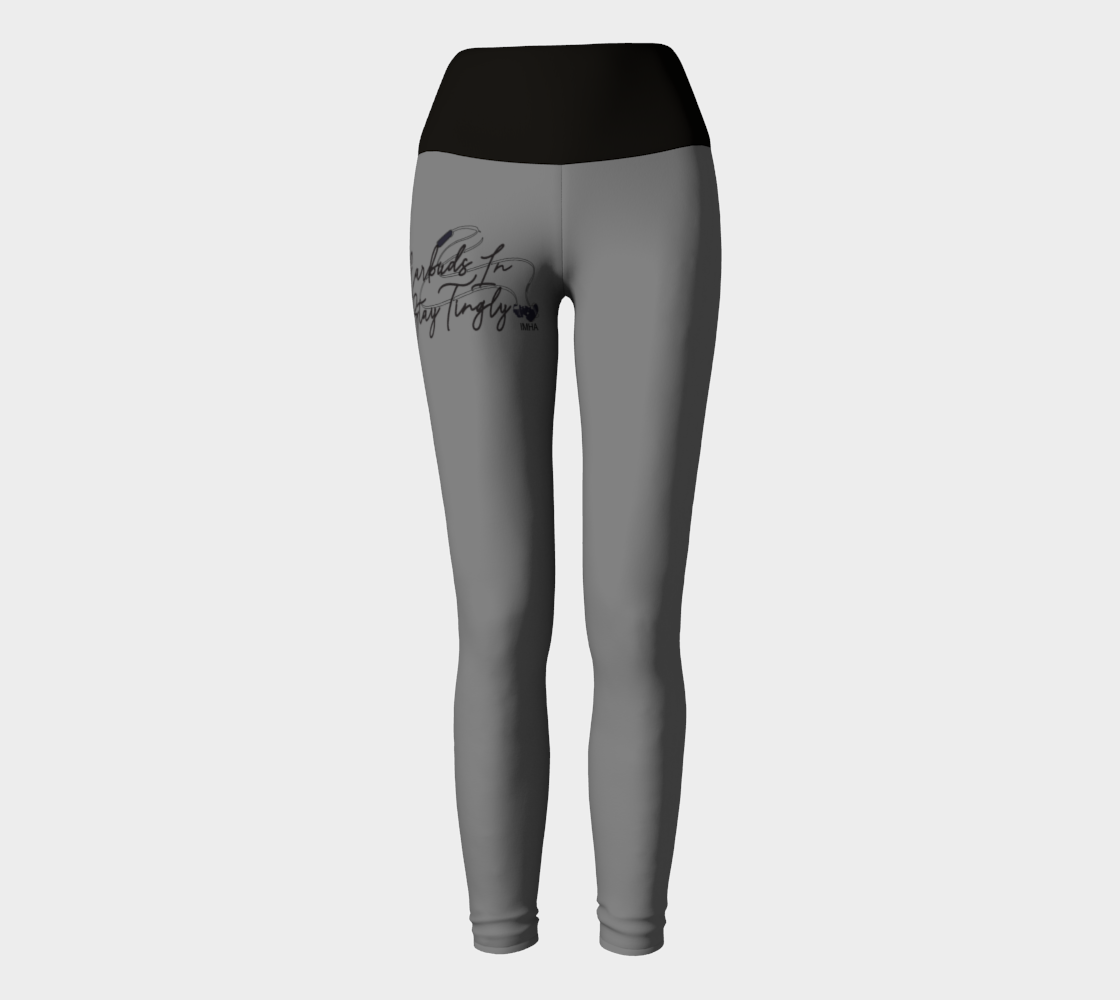 'Earbuds In, Stay Tingly' Yoga Leggings, Grey preview