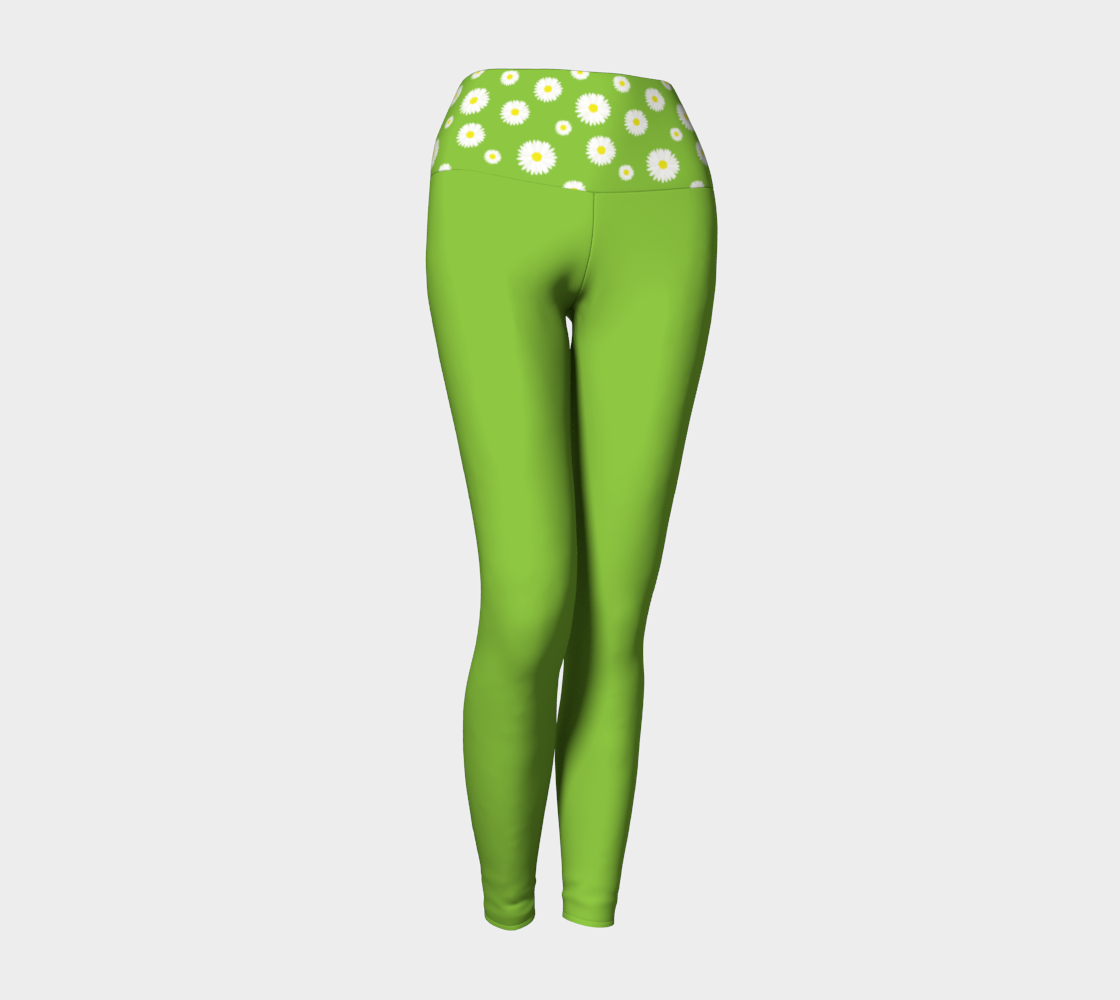 Aperçu 3D de Green Yoga Leggings with Daisy, Daisy band