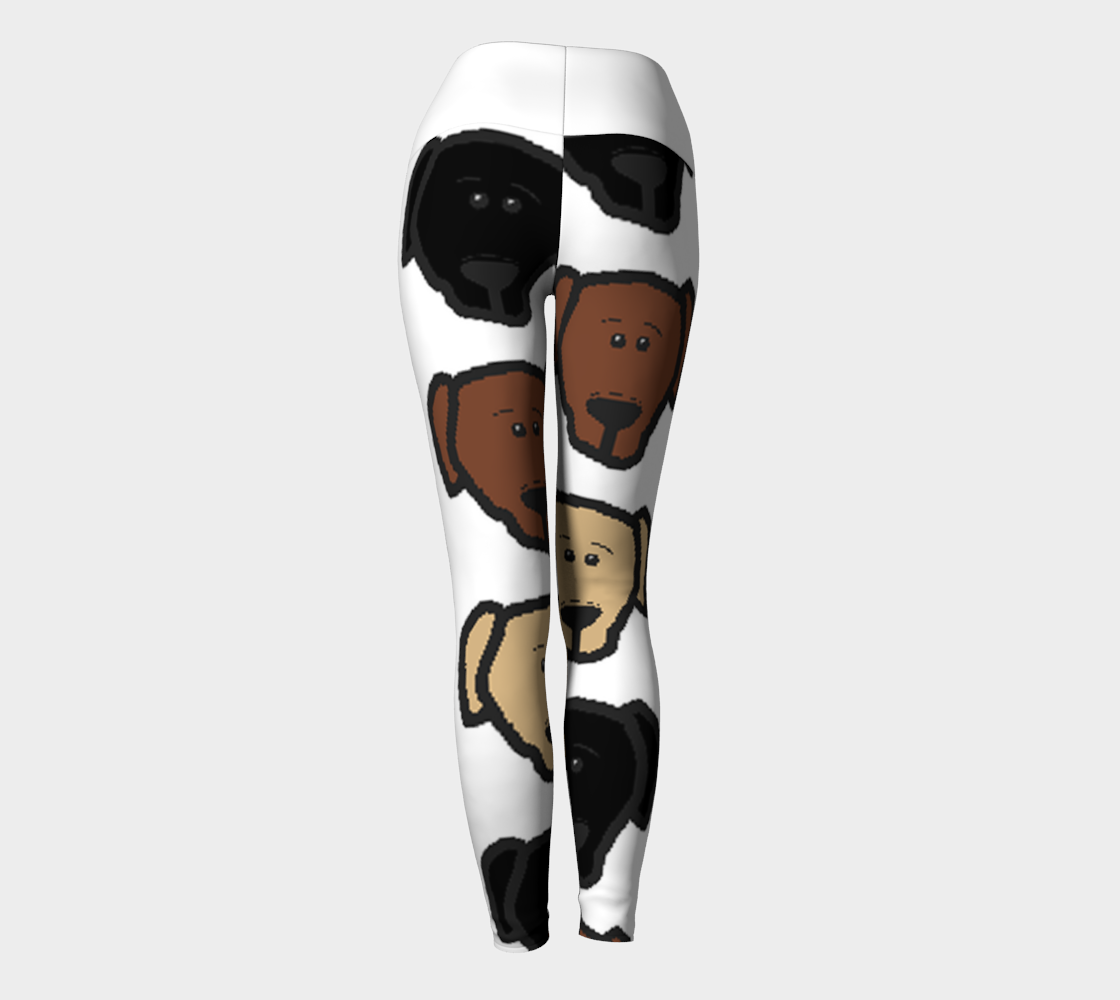 Labrador Retriever all 3 colors cartoon heads yoga leggings preview #4